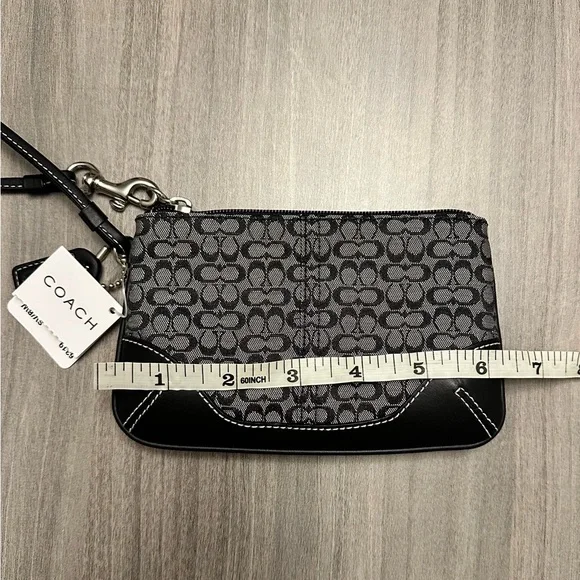 Coach Signature Black and Gray Wristlet - Picture 3 of 4